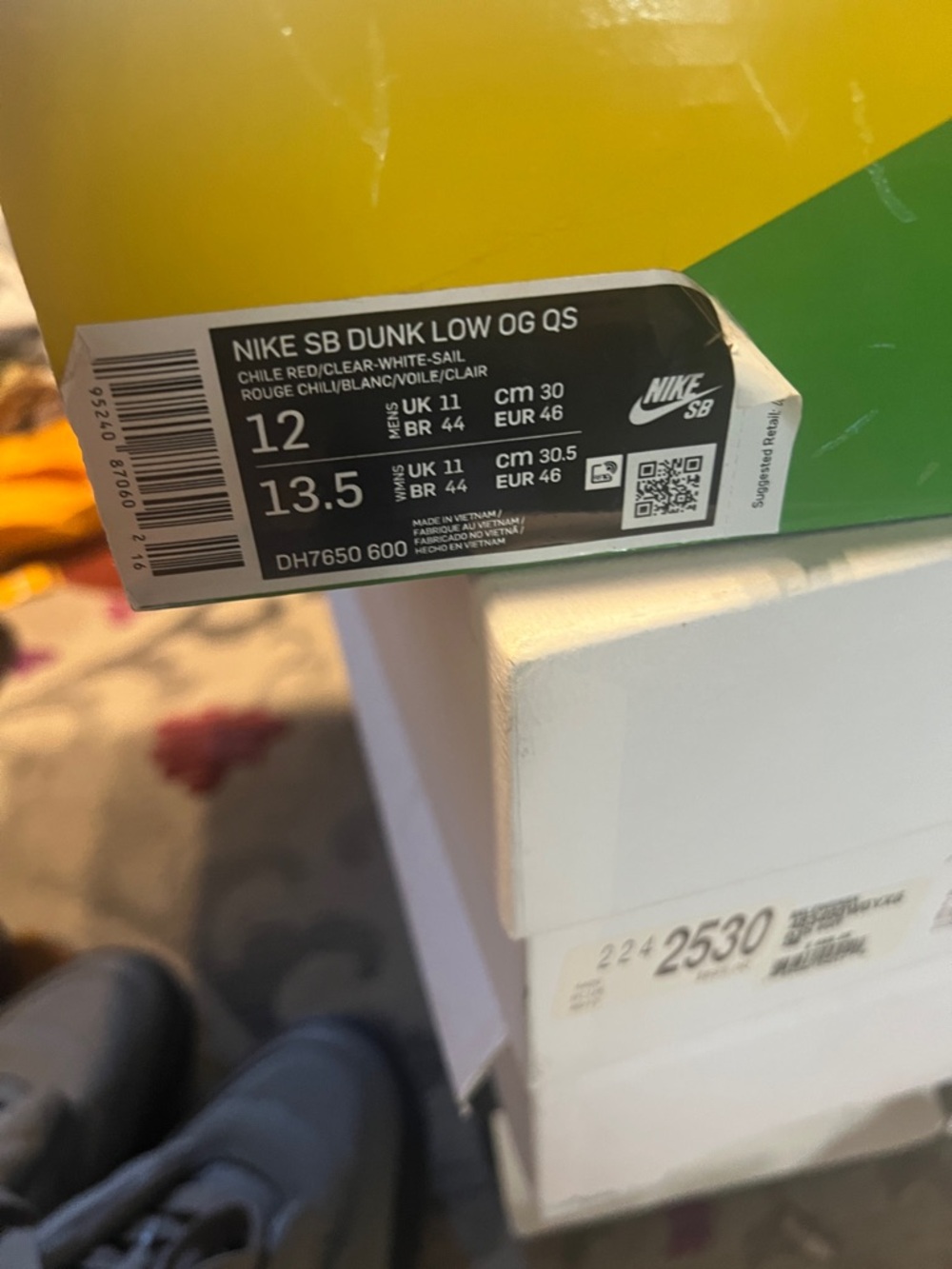 Nike SB Dunk Low OG QS Box Label - Chile Red/Clear/White brand new stingwater - Picture 2 of 6